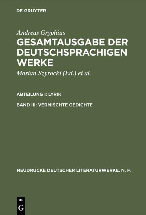 Produktbild: Vermischte Gedichte