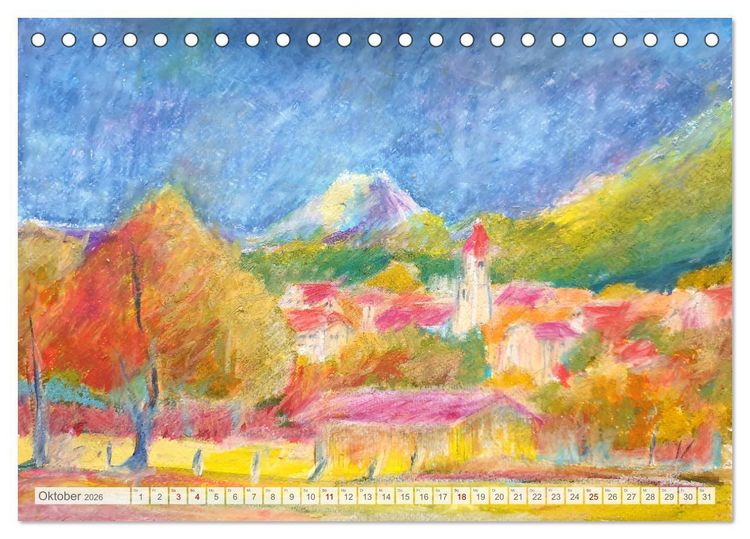 Produktbild: Oberbayern in Farbe - Gemalte Bilder vom Alpenrand (Tischkalender 2026 DIN A5 quer), CALVENDO Monatskalender