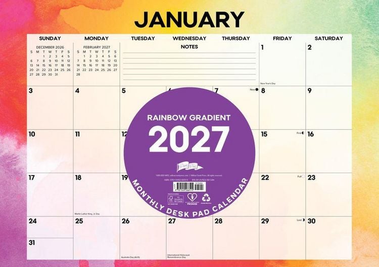 Produktbild: Rainbow Gradient 2027 17 X 12 Small Monthly Deskpad