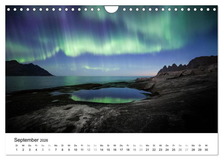 Produktbild: Nordlichter - Farbenspiel am arktischen Nachthimmel (Wandkalender 2026 DIN A4 quer), CALVENDO Monatskalender