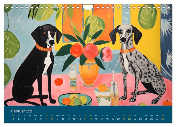 Produktbild: Hunde Kunstwerke - Hunde im Stil des Fauvismus k&uuml;nstlerisch gestaltet (Wandkalender 2026 DIN A4 quer), CALVENDO Monatskalender