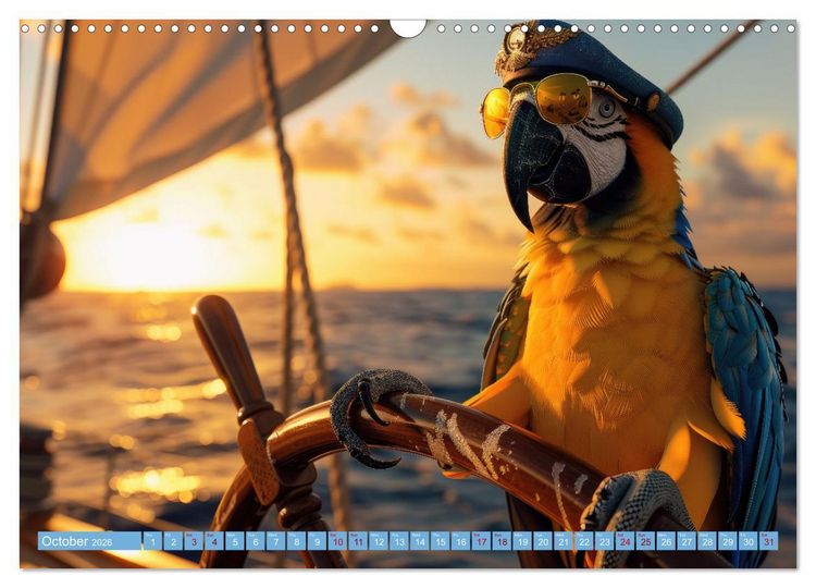 Produktbild: Funny animals as a captain on a boat (Wall Calendar 2026 DIN A3 landscape), CALVENDO 12 Month Wall Calendar