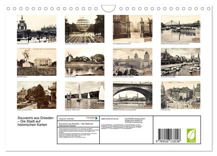 Produktbild: Souvenirs aus Dresden &ndash; Die Stadt auf historischen Karten (Wandkalender 2026 DIN A4 quer), CALVENDO Monatskalender
