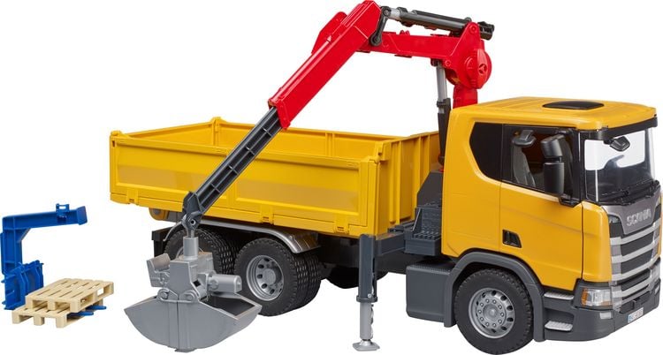 Produktbild: bruder 03551 Scania Super 560R Baustellen-LKW Kran und 2 Paletten
