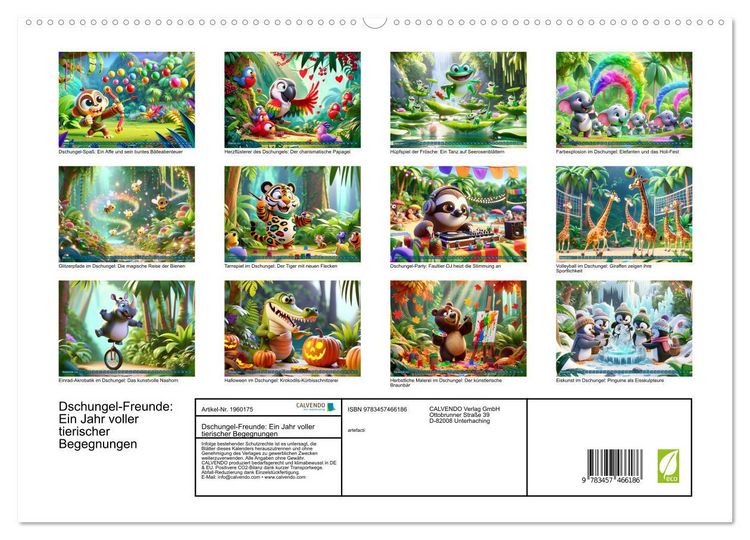 Produktbild: Dschungel-Freunde: Ein Jahr voller tierischer Begegnungen (hochwertiger Premium Wandkalender 2026 DIN A2 quer), Kunstdruck in Hochglanz
