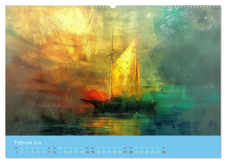 Produktbild: Das trunkene Schiff mit Bildern im William Turner-Stil (hochwertiger Premium Wandkalender 2026 DIN A2 quer), Kunstdruck in Hochglanz