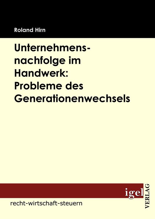Produktbild: Unternehmensnachfolge im Handwerk: Probleme des Generationenwechsels