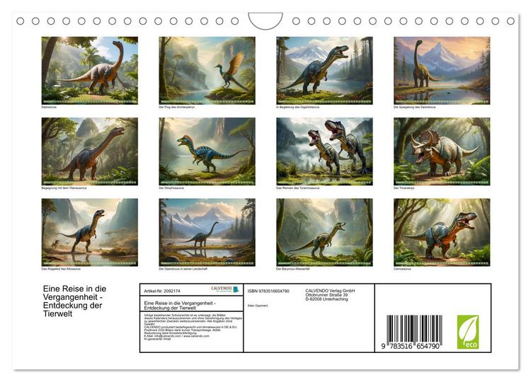 Produktbild: Eine Reise in die Vergangenheit - Entdeckung der Tierwelt (Wandkalender 2026 DIN A4 quer), CALVENDO Monatskalender