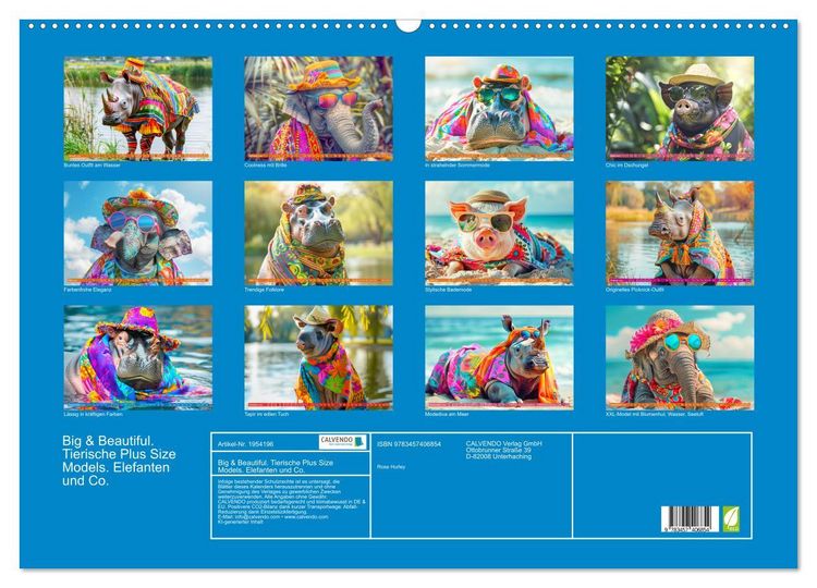 Produktbild: Big & Beautiful. Tierische Plus Size Models. Elefanten und Co. (Wandkalender 2026 DIN A2 quer), CALVENDO Monatskalender