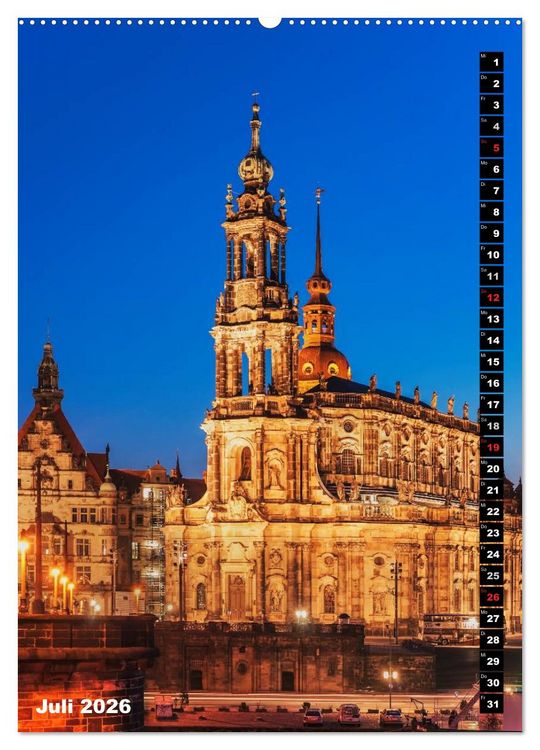 Produktbild: Dresden bei Nacht (Wandkalender 2026 DIN A2 hoch), CALVENDO Monatskalender