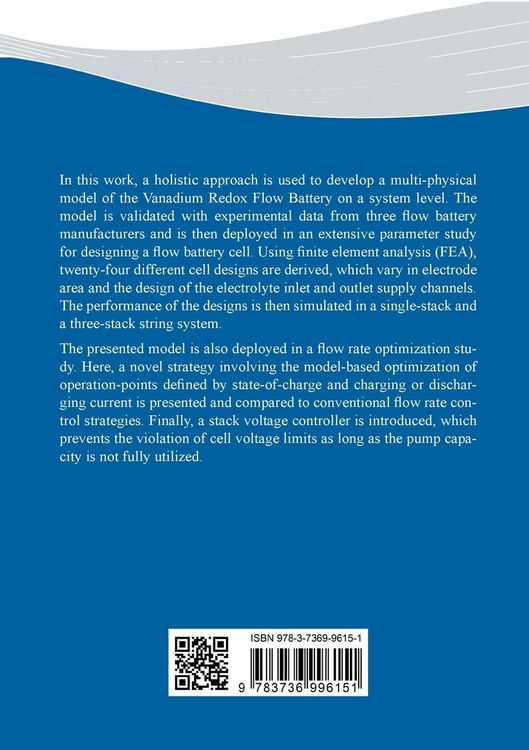 Produktbild: Model-based Design and Optimization of Vanadium Redox Flow Batteries