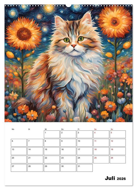 Produktbild: Katzenmagie (Wandkalender 2026 DIN A2 hoch), CALVENDO Monatskalender