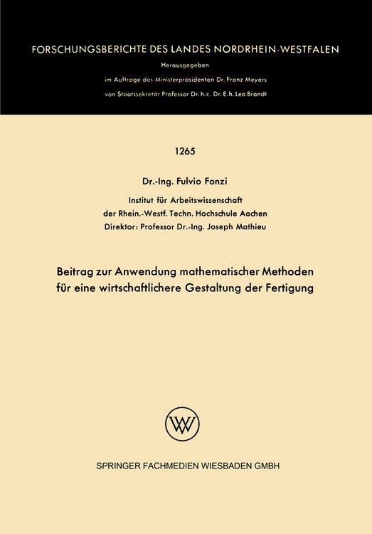 Produktbild: Beitrag zur Anwendung mathematischer Methoden f&uuml;r eine wirtschaftlichere Gestaltung der Fertigung