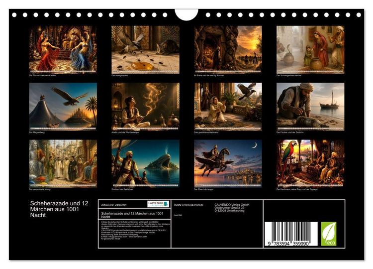 Produktbild: Scheherazade und 12 M&auml;rchen aus 1001 Nacht (Wandkalender 2027 DIN A4 quer), CALVENDO Monatskalender