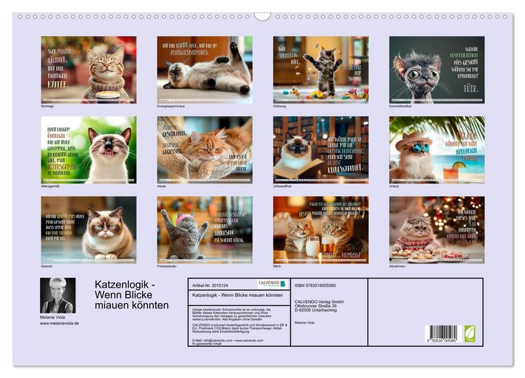 Produktbild: Katzenlogik - Wenn Blicke miauen k&ouml;nnten (Wandkalender 2026 DIN A2 quer), CALVENDO Monatskalender