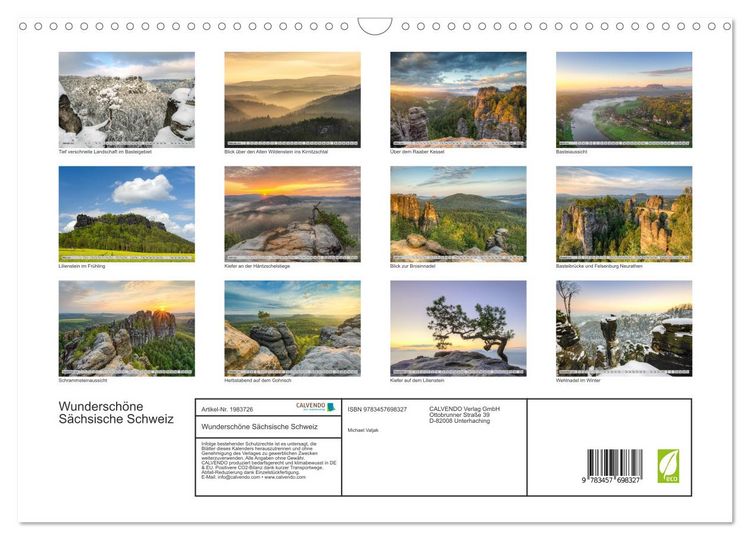 Produktbild: Wundersch&ouml;ne S&auml;chsische Schweiz (Wandkalender 2026 DIN A3 quer), CALVENDO Monatskalender