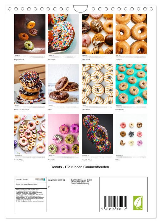 Produktbild: Donuts - Die runden Gaumenfreuden. (Wandkalender 2026 DIN A4 hoch), CALVENDO Monatskalender