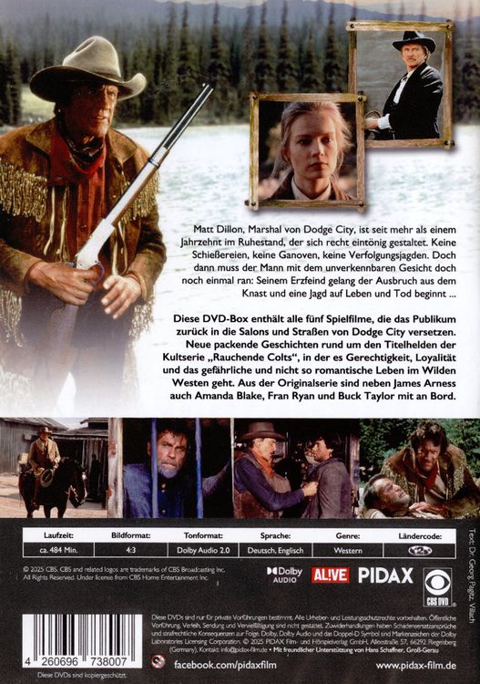 Produktbild: Rauchende Colts - Spielfilm Collection / Alle f&uuml;nf Spielfilme zur Kultserie mit James Arness (Pidax Western-Klassiker) [3 DVDs]