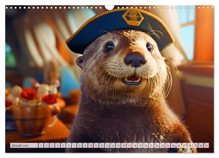 Produktbild: Flei&szlig;ige Otter - Wer h&auml;tte nicht gerne einen niedlichen Otter auf der Arbeit (Wandkalender 2026 DIN A3 quer), CALVENDO Monatskalender