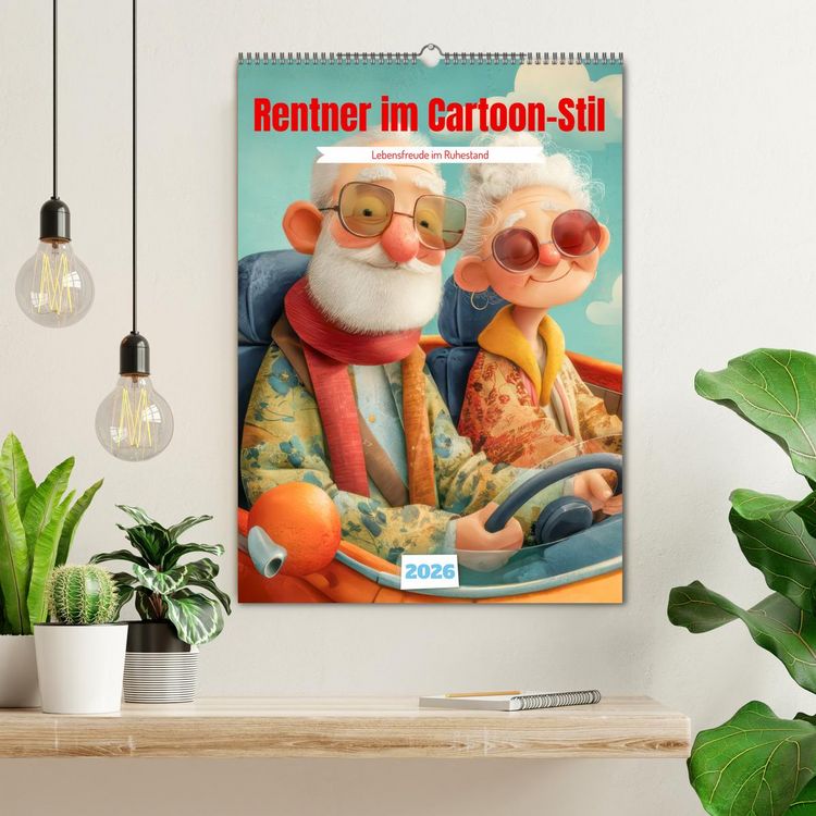 Produktbild: Rentner im Cartoon-Stil - Lebensfreude im Ruhestand (Wandkalender 2026 DIN A2 hoch), CALVENDO Monatskalender