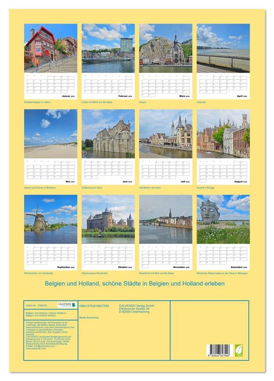 Produktbild: Belgien und Holland, sch&ouml;ne St&auml;dte in Belgien und Holland erleben (Wandkalender 2026 DIN A2 hoch), CALVENDO Monatskalender