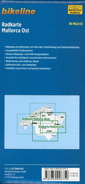 Produktbild: Bikeline Radkarte Mallorca Ost