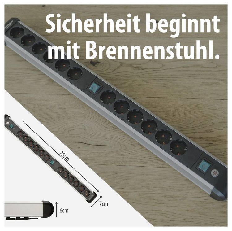 Produktbild: Brennenstuhl 1391030200 Steckdosenleiste mit Schalter Silber, Schwarz Schutzkontakt 1St.