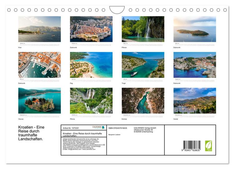 Produktbild: Kroatien - Eine Reise durch traumhafte Landschaften. (Wandkalender 2026 DIN A4 quer), CALVENDO Monatskalender