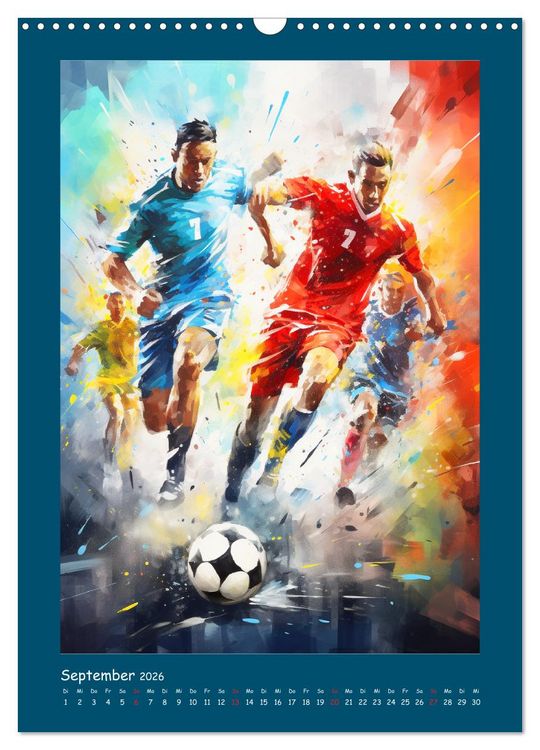 Produktbild: Leidenschaft Fussball. Stadionstimmung im Aquarellstil (Wandkalender 2026 DIN A3 hoch), CALVENDO Monatskalender
