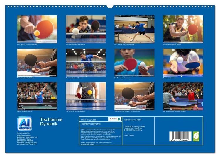 Produktbild: Tischtennis Dynamik (hochwertiger Premium Wandkalender 2027 DIN A2 quer), Kunstdruck in Hochglanz