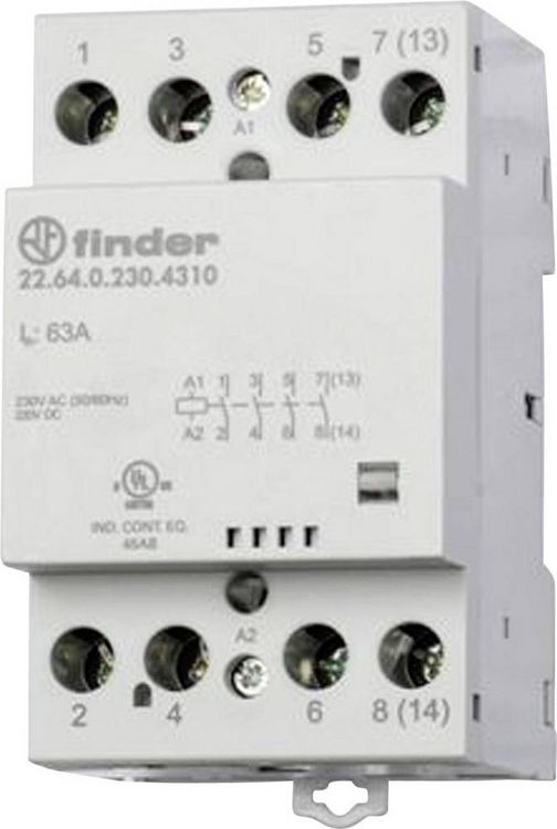 Produktbild: Finder 22.64.0.024.4710 Sch&uuml;tz 3 Schlie&szlig;er, 1 &Ouml;ffner 24 V/DC, 24 V/AC 63A 1St.
