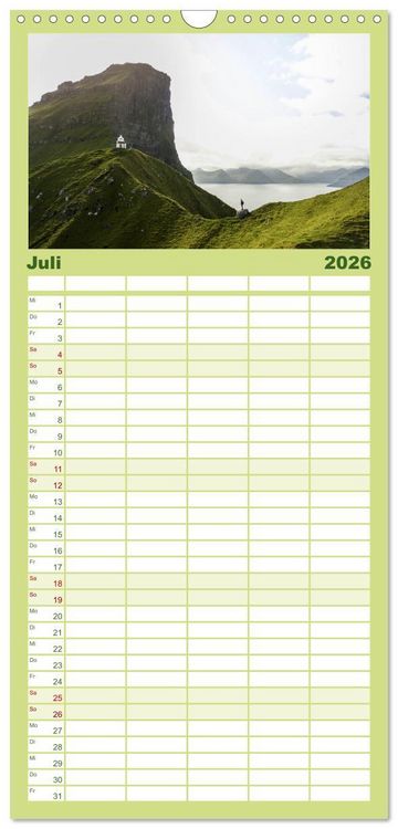 Produktbild: Familienplaner 2026 - F&auml;r&ouml;er - Die wundersch&ouml;nen Inseln im Norden. mit 5 Spalten (Wandkalender, 21 x 45 cm) CALVENDO