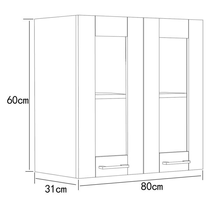 Produktbild: K&uuml;chenschrank B. 80 cm H&auml;ngeschrank K&uuml;che Colura