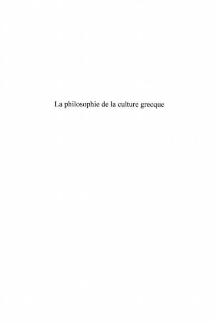 Produktbild: Philosophie de la culture grecque