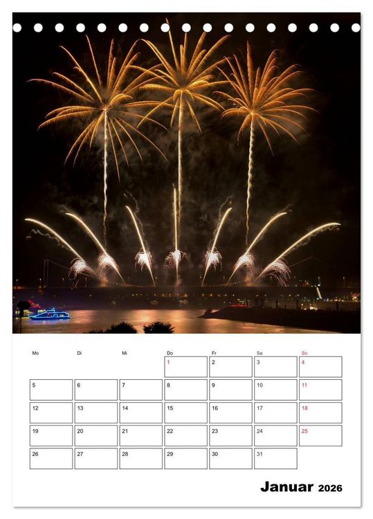 Produktbild: Feuerwerke Terminplaner (Tischkalender 2026 DIN A5 hoch), CALVENDO Monatskalender