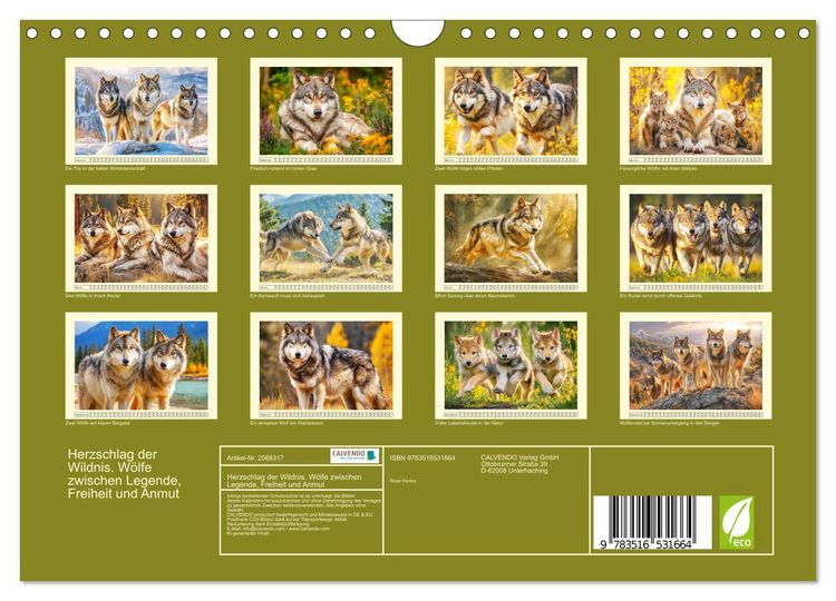 Produktbild: Herzschlag der Wildnis. W&ouml;lfe zwischen Legende, Freiheit und Anmut (Wandkalender 2026 DIN A4 quer), CALVENDO Monatskalender