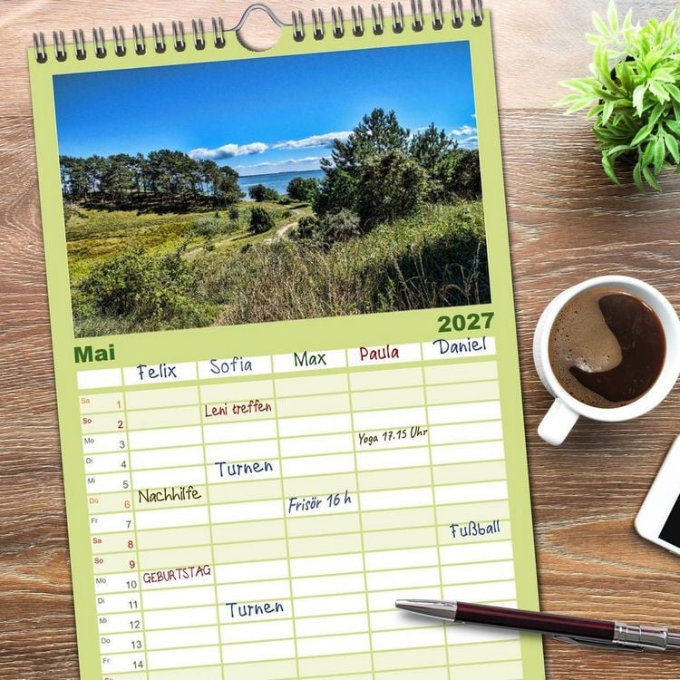 Produktbild: Familienplaner 2027 - Das idyllische Usedom mit 5 Spalten (Wandkalender, 21 x 45 cm) CALVENDO