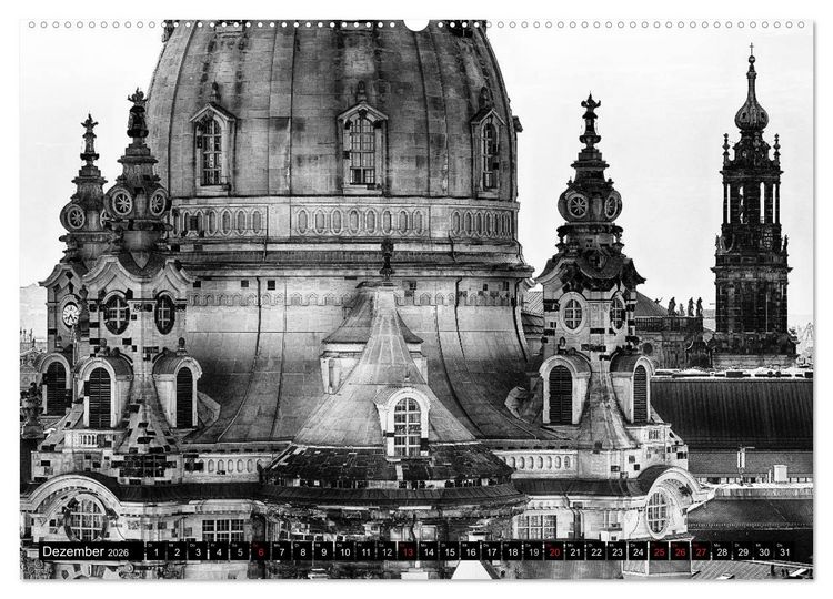 Produktbild: Dresden Faszination Schwarz Weiss (Wandkalender 2026 DIN A2 quer), CALVENDO Monatskalender