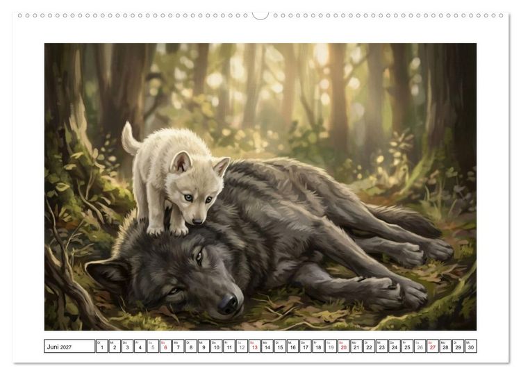 Produktbild: W&ouml;lfe - Die Alpha-Familie (hochwertiger Premium Wandkalender 2027 DIN A2 quer), Kunstdruck in Hochglanz
