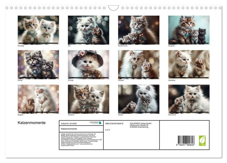 Produktbild: Katzenmomente (Wandkalender 2026 DIN A3 quer), CALVENDO Monatskalender