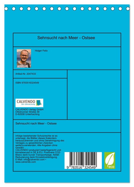 Produktbild: Sehnsucht nach Meer - Ostsee (Tischkalender 2026 DIN A5 hoch), CALVENDO Monatskalender