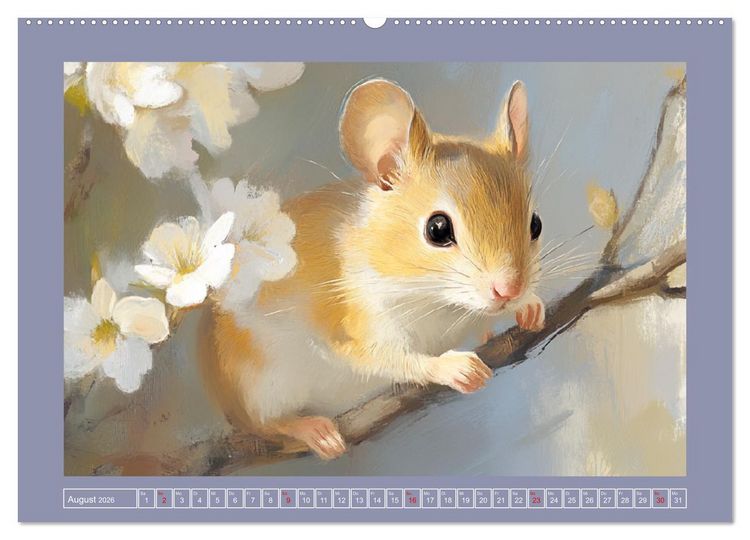 Produktbild: Nagergl&uuml;ck und Bl&uuml;tenzauber. Niedliche Tierchen im romantischen Stil (hochwertiger Premium Wandkalender 2026 DIN A2 quer), Kunstdruck in Hochglanz