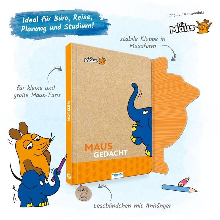 Produktbild: Tr&ouml;tsch Die Maus Notizbuch mit Klappe Maus