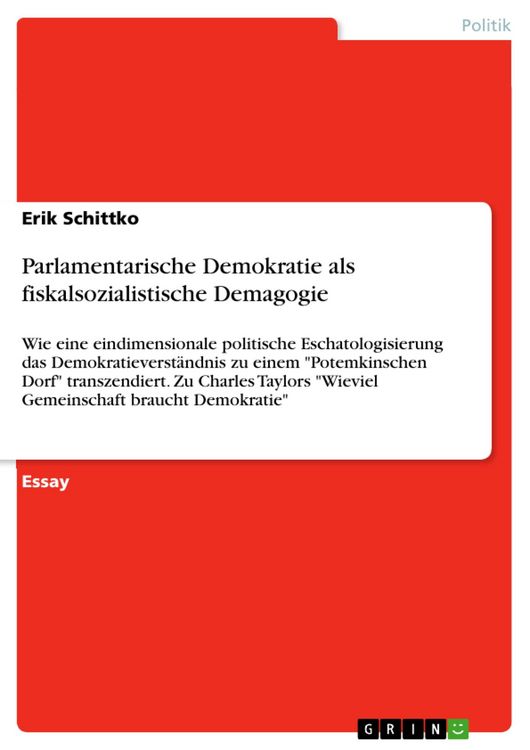 Produktbild: Parlamentarische Demokratie als fiskalsozialistische Demagogie