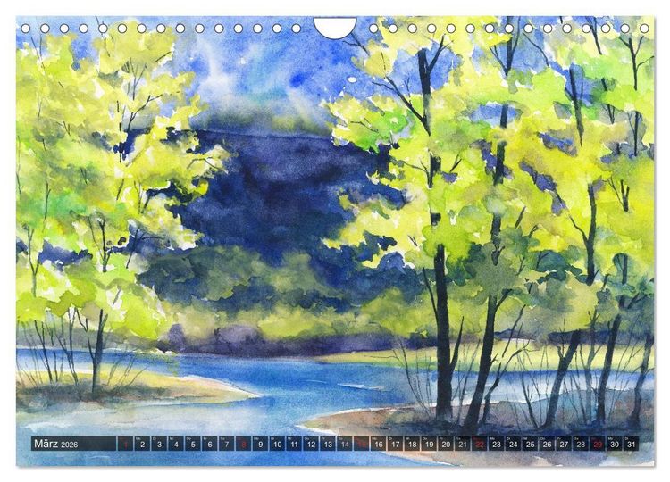 Produktbild: Landschaft in Aquarell (Wandkalender 2026 DIN A4 quer), CALVENDO Monatskalender