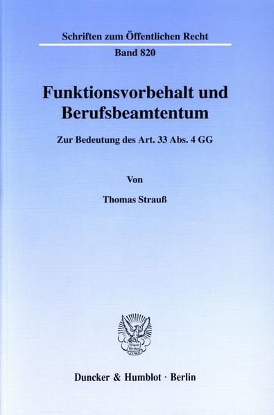 Produktbild: Funktionsvorbehalt und Berufsbeamtentum.