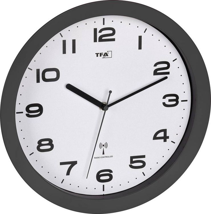 Produktbild: TFA Dostmann 60.3554.10 Funk Wanduhr 50mm x 320mm Anthrazit Leisegang-Uhrwerk