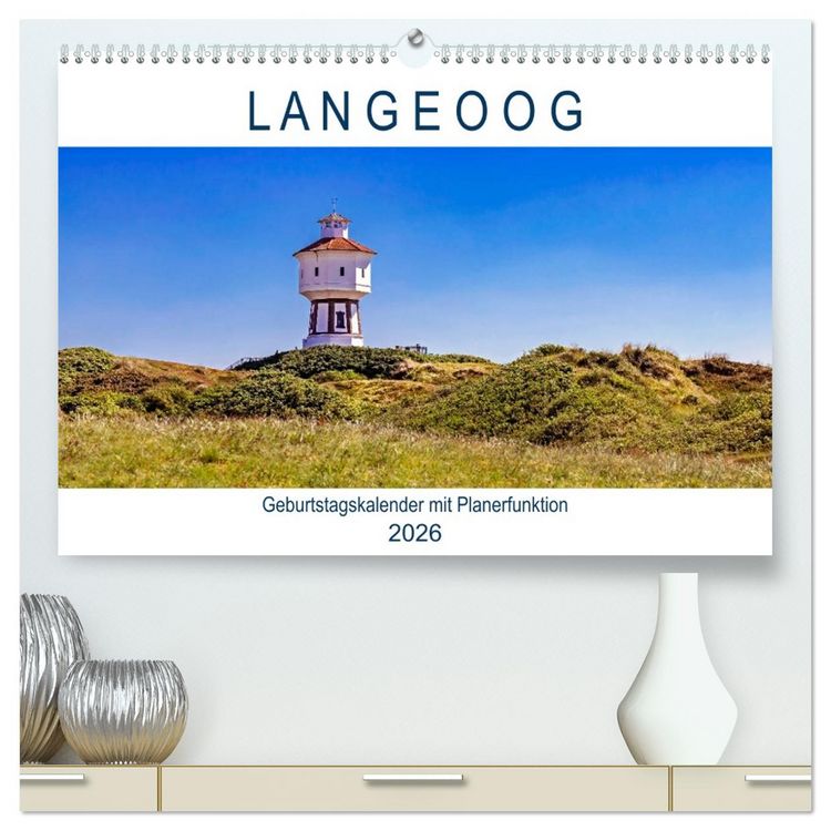 Produktbild: Langeoog Geburtstagskalender (hochwertiger Premium Wandkalender 2026 DIN A2 quer), Kunstdruck in Hochglanz