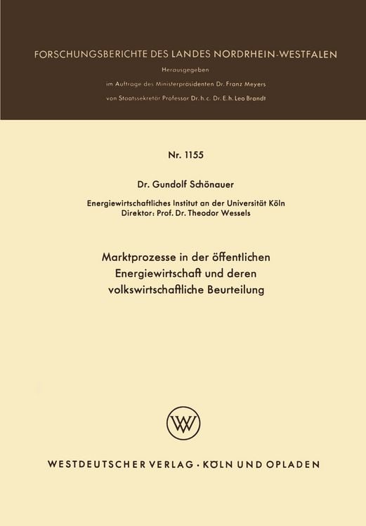 Produktbild: Marktprozesse in der &ouml;ffentlichen Energiewirtschaft und deren volkswirtschaftliche Beurteilung