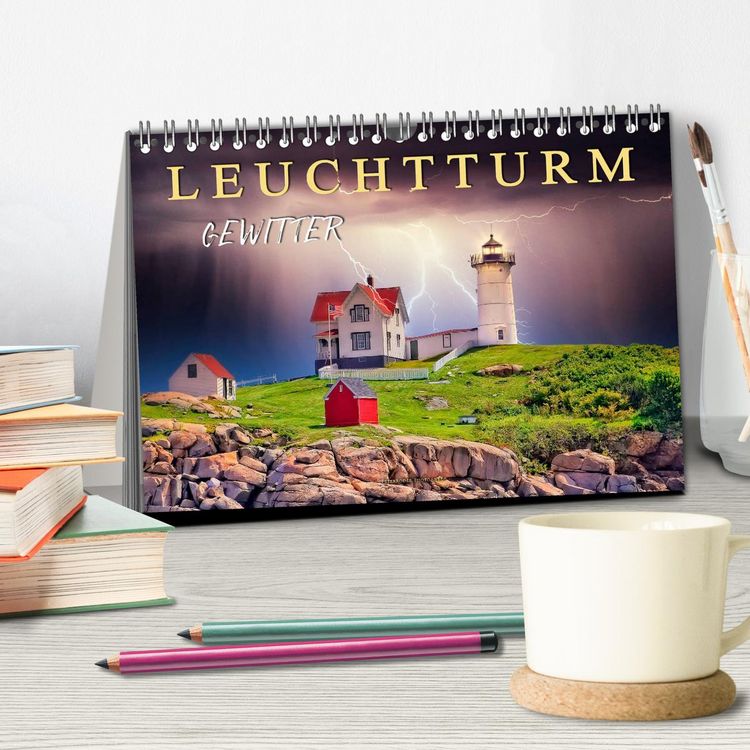Produktbild: Leuchtturm Gewitter (Tischkalender 2026 DIN A5 quer), CALVENDO Monatskalender
